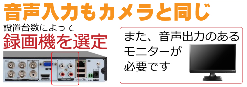 録音できる録画機と音声を出すには