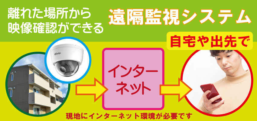 離れた場所でも防犯カメラの映像が確認できるアパート・ハイツの遠隔監視システム