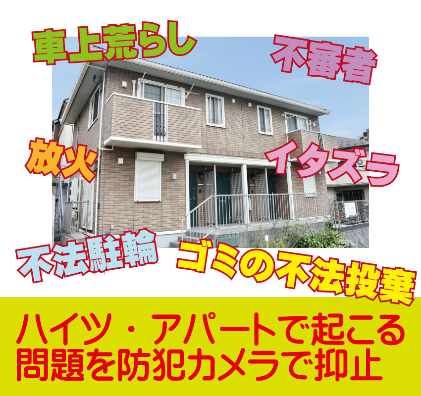 アパート・ハイツで起こる様残なトラブルを防犯カメラで監視・記録